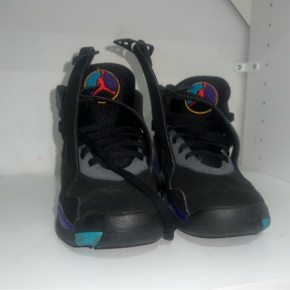 Jordan Black and Blue Sneakers with Glossy Finish